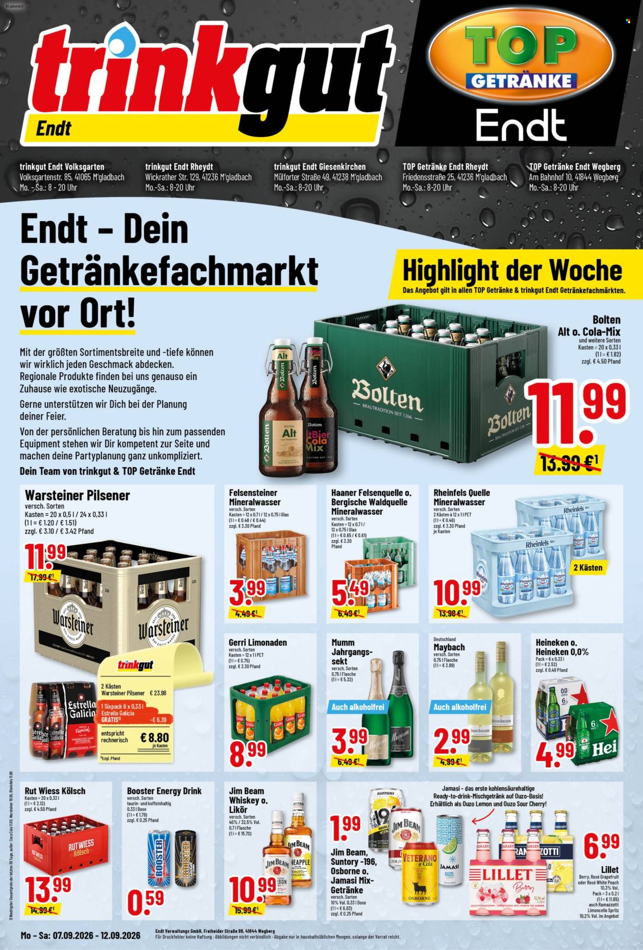 Edeka Getränkemarkt Prospekte  - 7.09.2026 - 12.09.2026. Seite 1