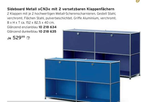 Sideboard Metall »CN3« mit 2 versetzbaren Klappenfächern