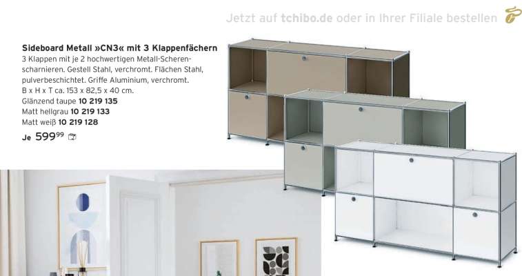 Sideboard Metall »CN3« mit 3 Klappentüren