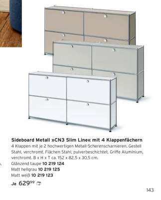 Sideboard Metall »CN3 Slim Line« mit 4 Klappenfächern