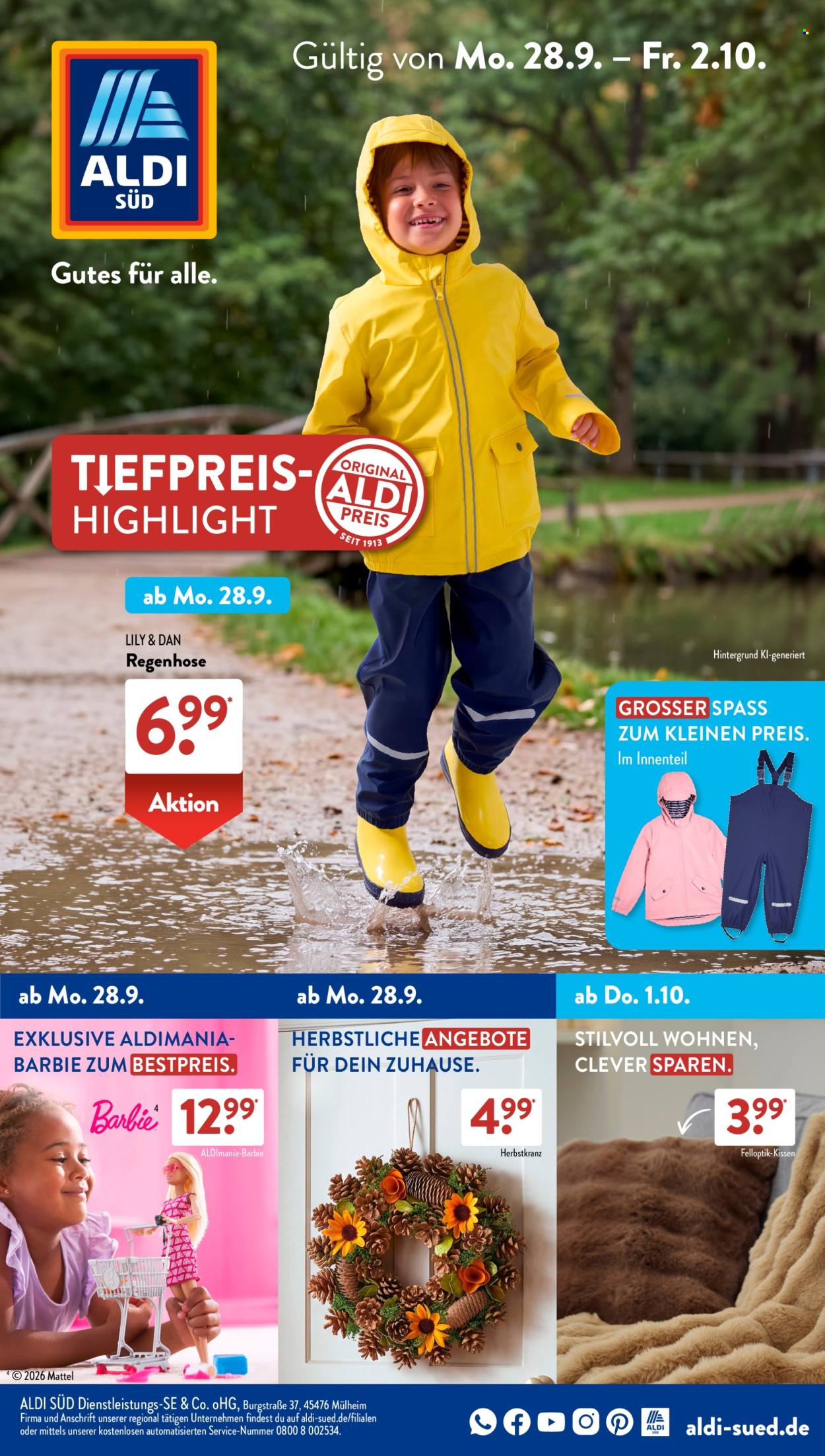 ALDI SÜD Prospekte  - 28.09.2026 - 2.10.2026. Seite 1