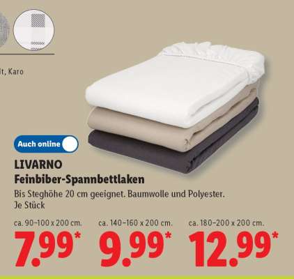 LIVARNO Feinbiber-Spannbettlaken