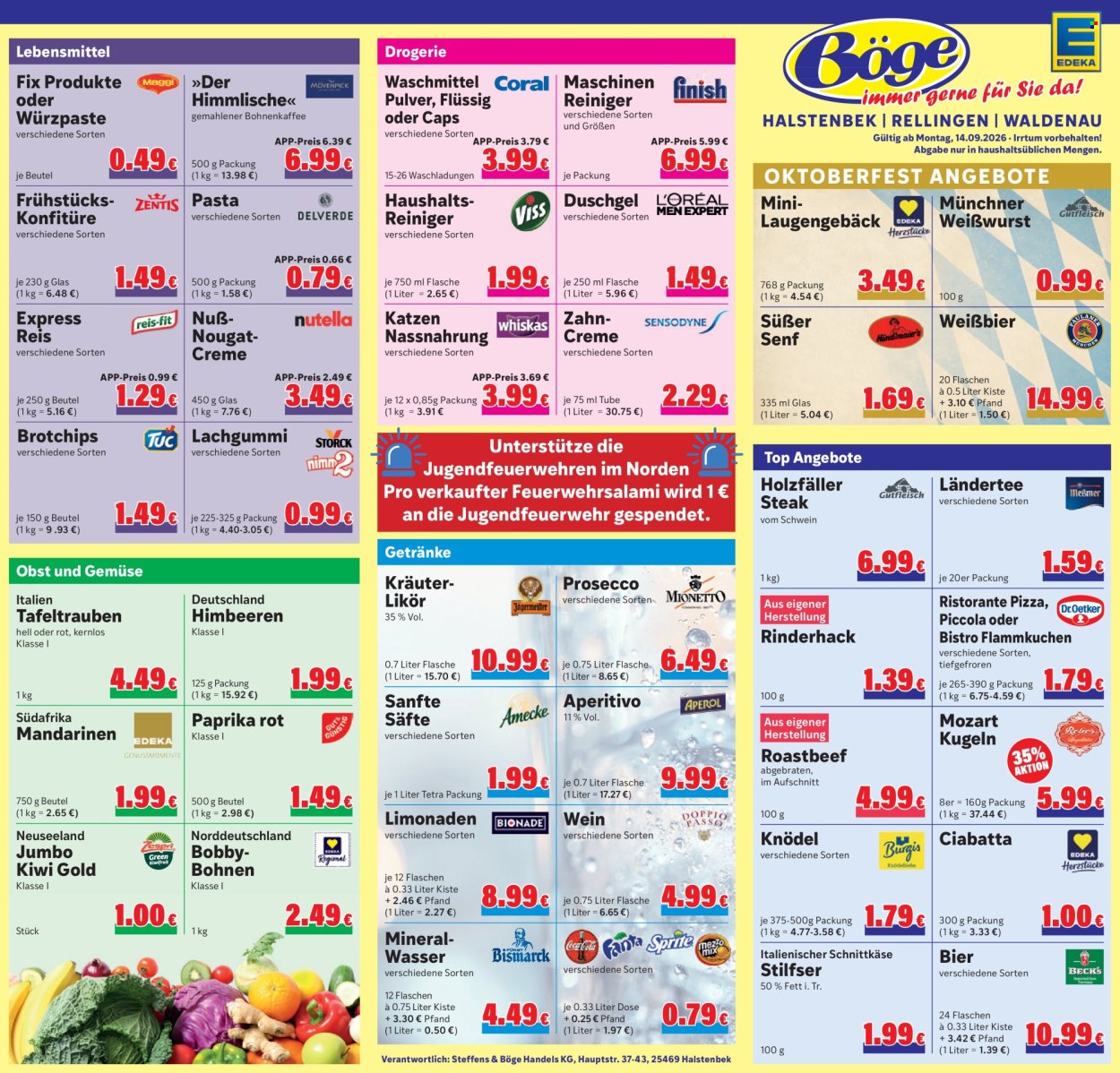 Edeka Prospekte  - 14.09.2026 - 19.09.2026. Seite 1
