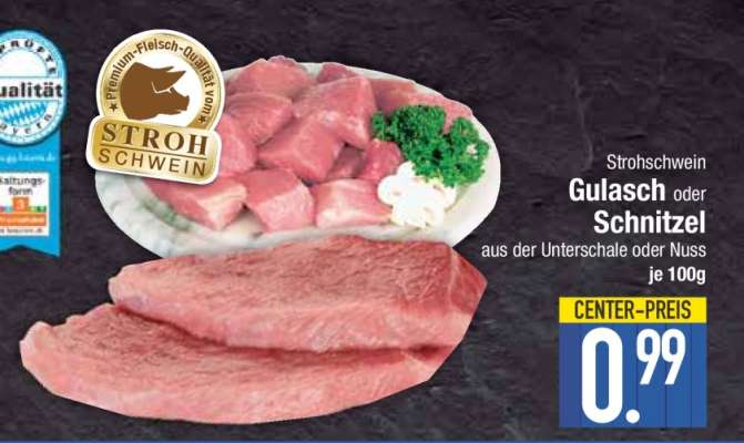 Strohschwein Gulasch oder Schnitzel