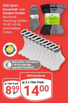 OHO Sport-, Kurzschaft- oder Sneaker-Socken