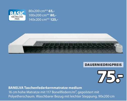 BANELVA Taschenfederkernmatratze medium