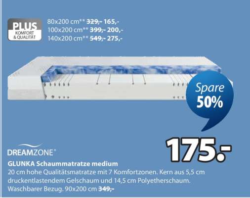 DREAMZONE GLUNKA Schaummatratze medium
