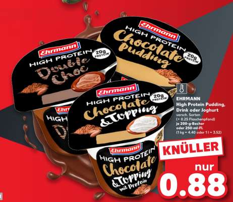 EHRMANN High Protein Pudding, Drink oder Joghurt