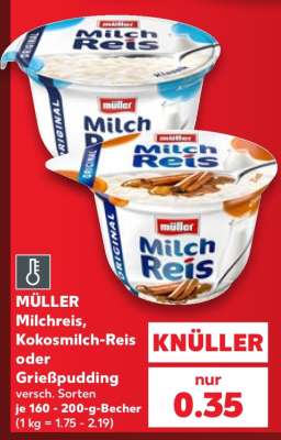 MÜLLER Milchreis, Kokosmilch-Reis oder Grießpudding