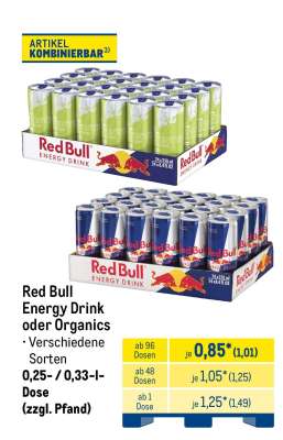 Red Bull Energy Drink oder Organics