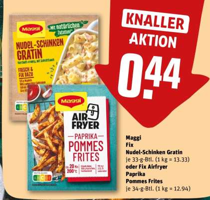 Maggi Fix Nudel-Schinken Gratin oder Fix Airfryer Paprika Pommes Frites