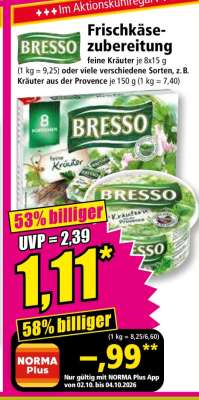Bresso Frischkäsezubereitung