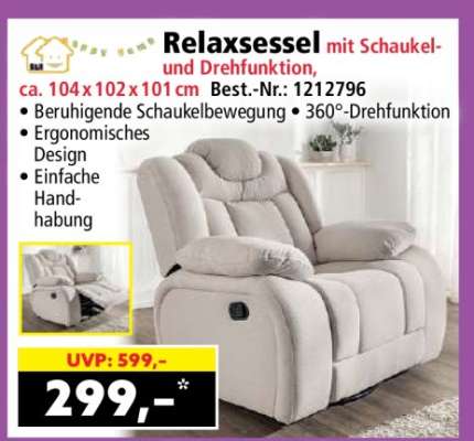 Relaxsessel mit Schaukel- und Drehfunktion