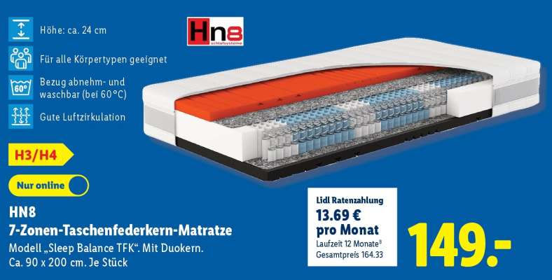 Hn8 7-Zonen Taschenfederkern-Matratze