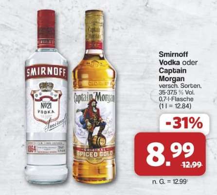 Smirnoff Vodka oder Captain Morgan