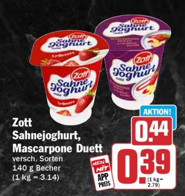 Zott Sahnejoghurt, Mascarpone Duett