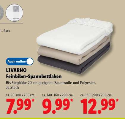 LIVARNO Feinbiber-Spannbettlaken