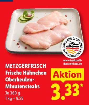 METZGERFRISCH Frische Hähnchen Oberkeulen-Minutensteaks