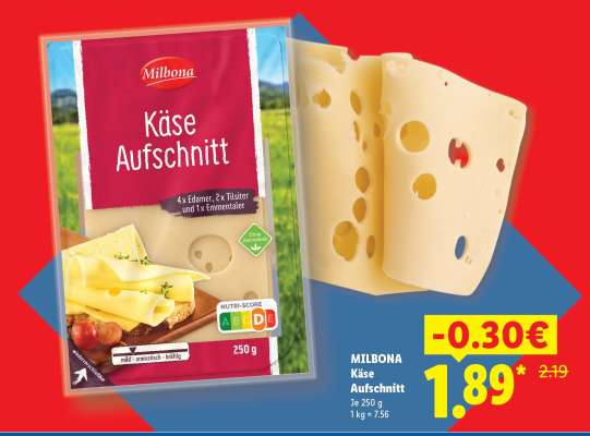 Milbona Käse Aufschnitt