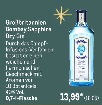 Bombay Sapphire Dry Gin*