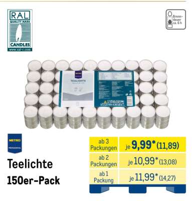 Teelichte 150er-Pack