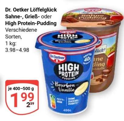 Dr. Oetker Löffelglück Sahne-, Grieß- oder High Protein-Pudding