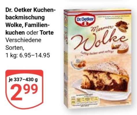 Dr. Oetker Kuchenbackmischung Wolke, Familienkuchen oder Torte