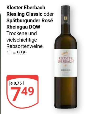 Kloster Eberbach Riesling Classic oder Spätburgunder Rosé Rheingau DQW