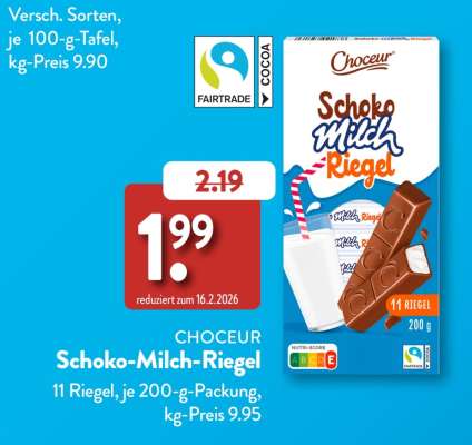 CHOCEUR Schoko-Milch-Riegel