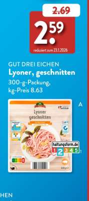 GUT DREI EICHEN Lyoner, geschnitten