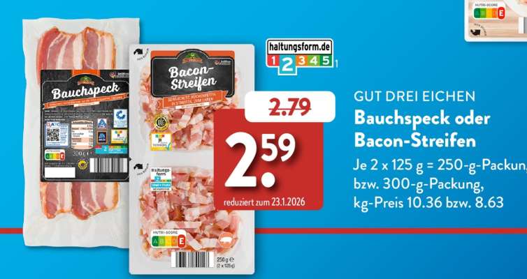 GUT DREI EICHEN Bauchspeck oder Bacon-Streifen