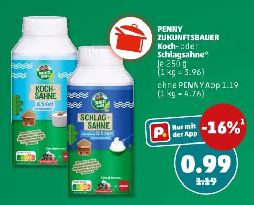 PENNY ZUKUNFTSBAUER Koch- oder Schlagsahne