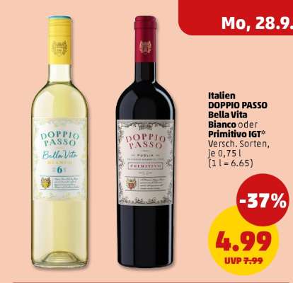 DOPPIO PASSO Bella Vita Bianco oder Primitivo IGT