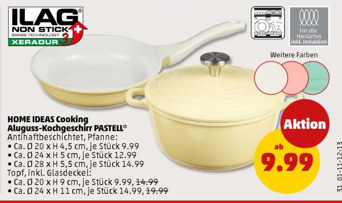 HOME IDEAS Cooking Aluguss-Kochgeschirr PASTELL