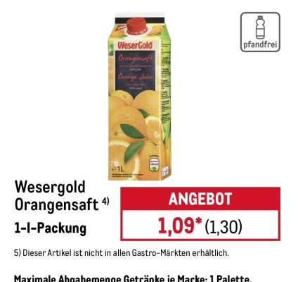 Wesergold Orangensaft