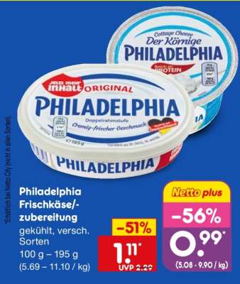 Philadelphia Frischkäse/-zubereitung
