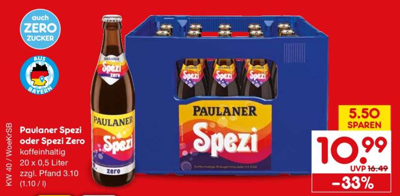 Paulaner Spezi oder Spezi Zero