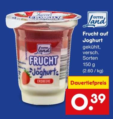 Frucht auf Joghurt