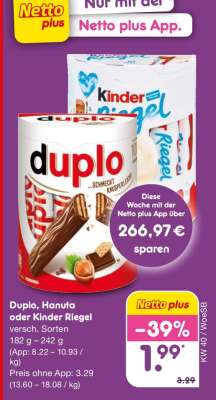 Duplo, Hanuta oder Kinder Riegel