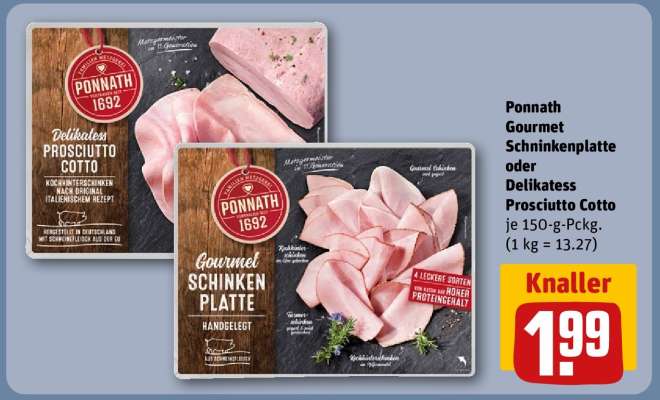 Ponnath Gourmet Schinkenplatte oder Delikatess Prosciutto Cotto