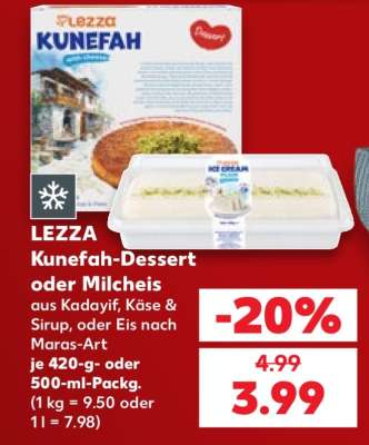 LEZZA Kunefah-Dessert oder Milcheis