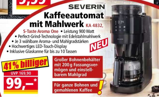 SEVERIN Kaffeeautomat mit Mahlwerk KA 4832