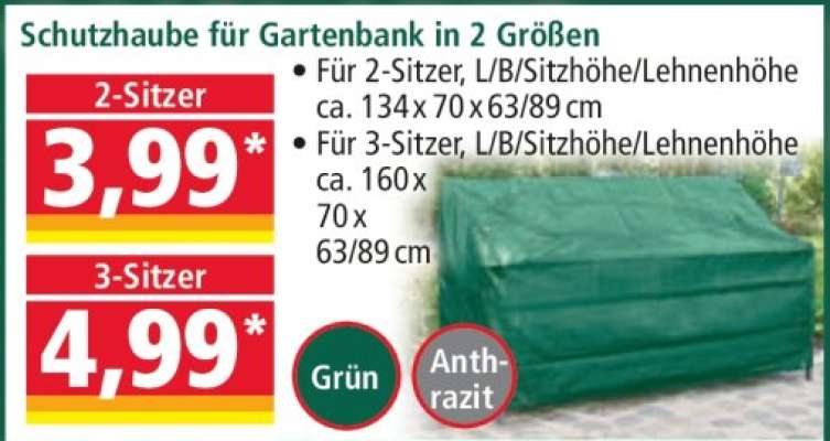 Schutzhaube für Gartenbank in 2 Größen