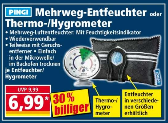 PINGI Mehrweg-Entfeuchter oder Thermo-/Hygrometer