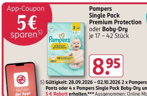 Pampers Single Pack Premium Protection oder Baby-Dry