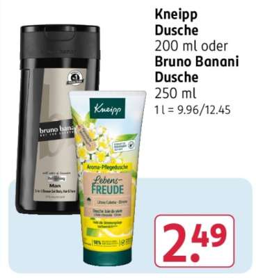 Kneipp Dusche 200 ml oder Bruno Banani Dusche 250 ml