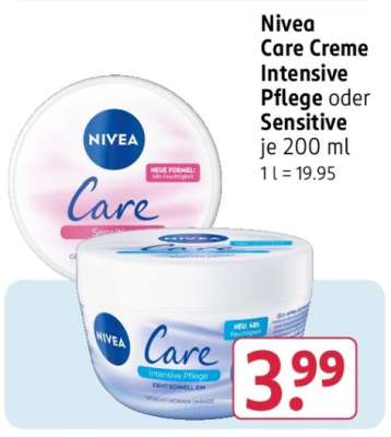 Nivea Care Creme Intensive Pflege oder Sensitive