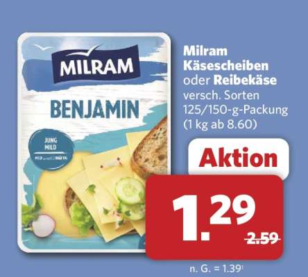 Milram Käsescheiben oder Reibekäse