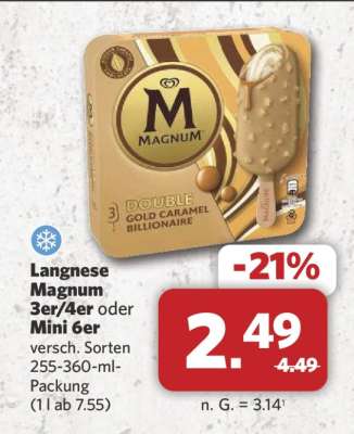 Langnese Magnum 3er/4er oder Mini 6er