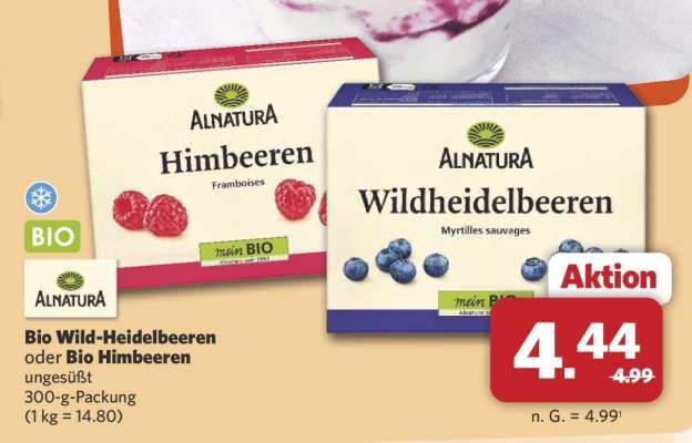 Bio Wild-Heidelbeeren oder Bio Himbeeren